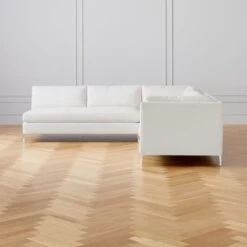 Decker 3-Piece L-Shaped White Performance Fabric Sectional Sofa With Right Arm