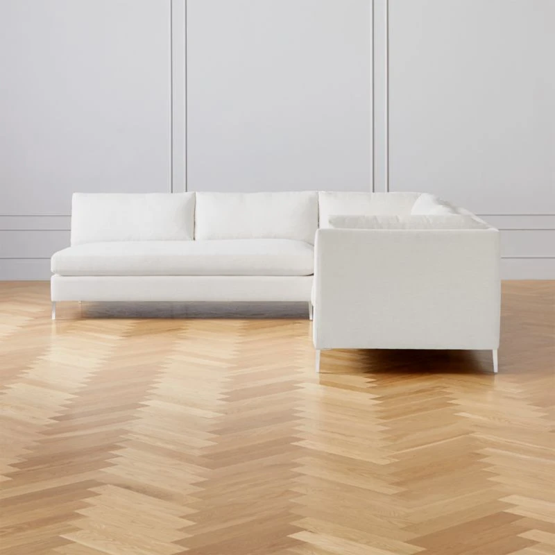 Decker 3-Piece L-Shaped White Performance Fabric Sectional Sofa With Right Arm 1 Decker 3-Piece L-Shaped White Performance Fabric Sectional Sofa With Right Arm