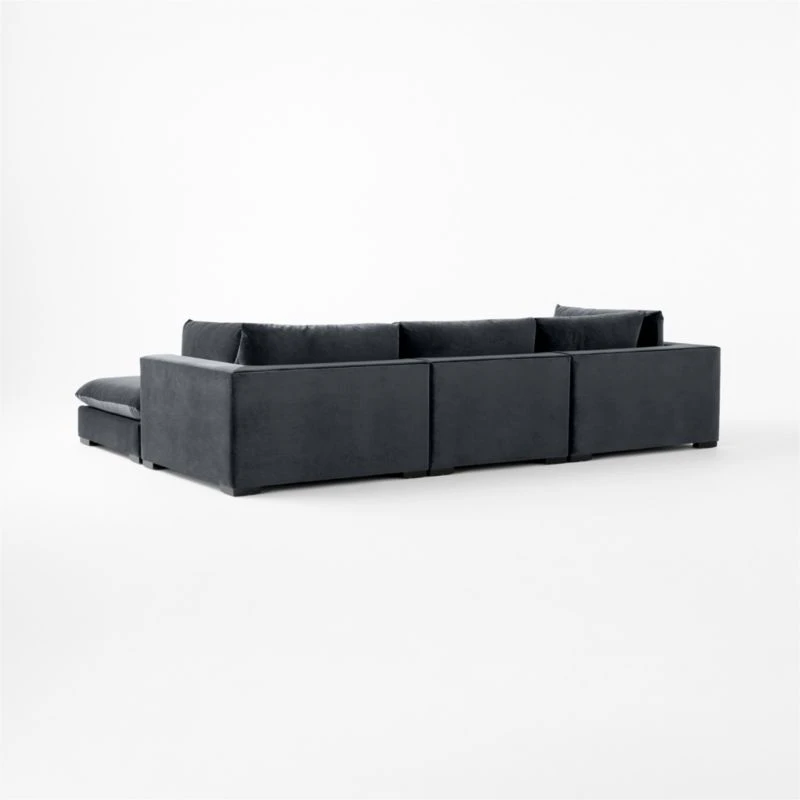 Deseo 4-Piece Modular Charcoal Grey Performance Velvet Sectional Sofa 5 Deseo 4-Piece Modular Charcoal Grey Performance Velvet Sectional Sofa - Image 5