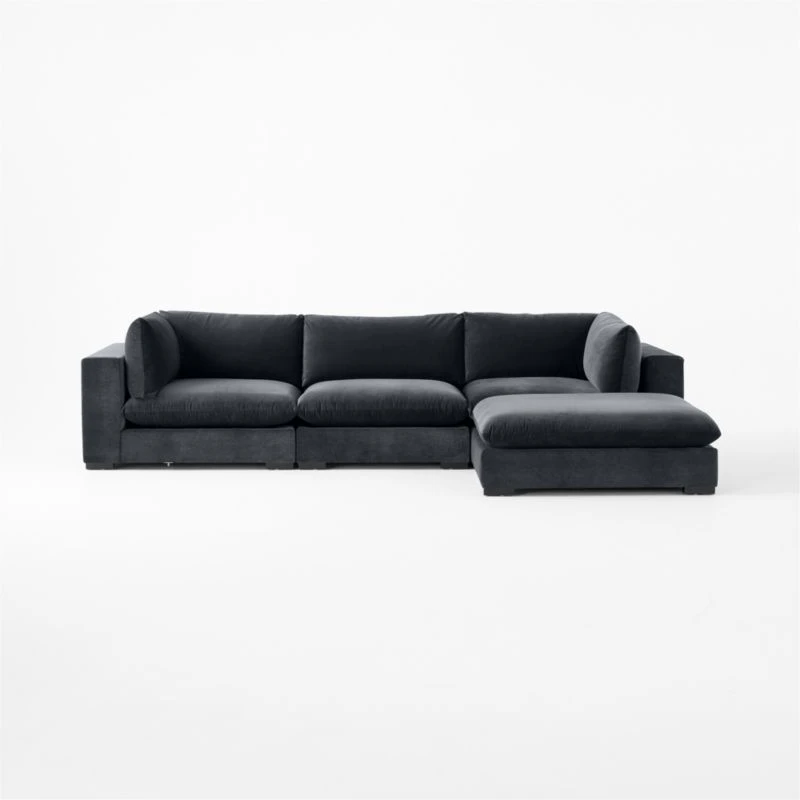 Deseo 4-Piece Modular Charcoal Grey Performance Velvet Sectional Sofa 2 Deseo 4-Piece Modular Charcoal Grey Performance Velvet Sectional Sofa - Image 2