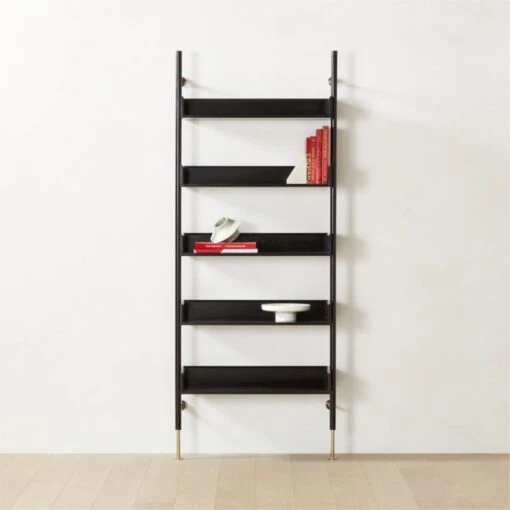 Effie Black Oak Wall Mount Bookshelf -Cb2 Sales 2024 EffieEbonizedOakBookcaseAVSHF22