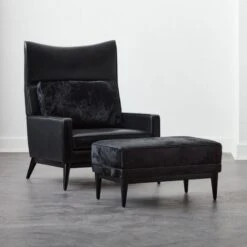 Embassy Black Lounge Chair 314 And Ottoman 310 Set