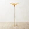 Emile Rattan And Polished Brass Floor Lamp