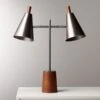 Exposior Gunmetal And Walnut Table Lamp Model 2014