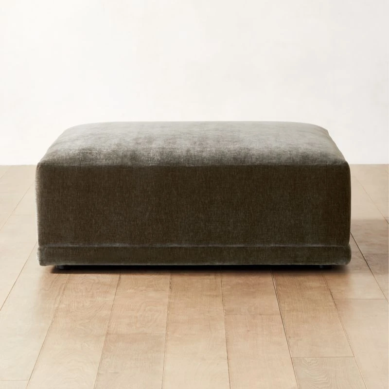 Faible Grey Performance Velvet Ottoman 1 Faible Grey Performance Velvet Ottoman