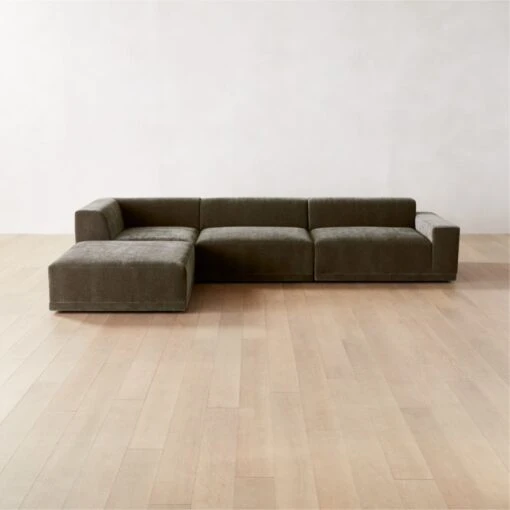 Faible 4-Piece Grey Performance Velvet Sectional Sofa With Right Arm -Cb2 Sales 2024 FaibleGreyVlvtRA4PcSectSHS23