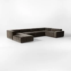 Faible 6-Piece U-Shaped Grey Performance Velvet Sectional Sofa With Right Arm -Cb2 Sales 2024 FaibleGreyVlvtRA6PcSect3QSSS23