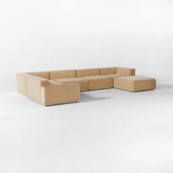 Faible 6-Piece U-Shaped Wheat Performance Velvet Sectional Sofa With Left Arm -Cb2 Sales 2024 FaibleWhtVlvtLA6PcSect3QSSS23