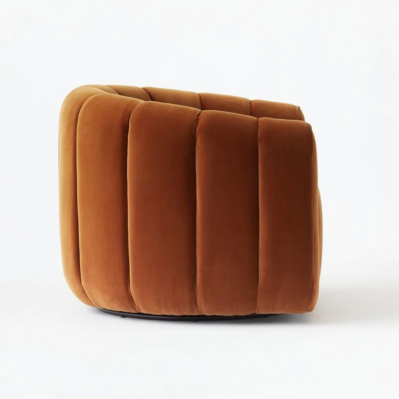 Fitz Channeled Russet Velvet Swivel Chair 6 Fitz Channeled Russet Velvet Swivel Chair - Image 6