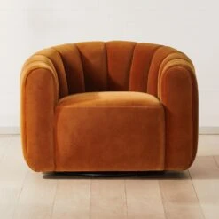 Fitz Channeled Russet Velvet Swivel Chair