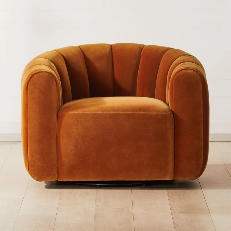 Fitz Channeled Russet Velvet Swivel Chair 1 Fitz Channeled Russet Velvet Swivel Chair