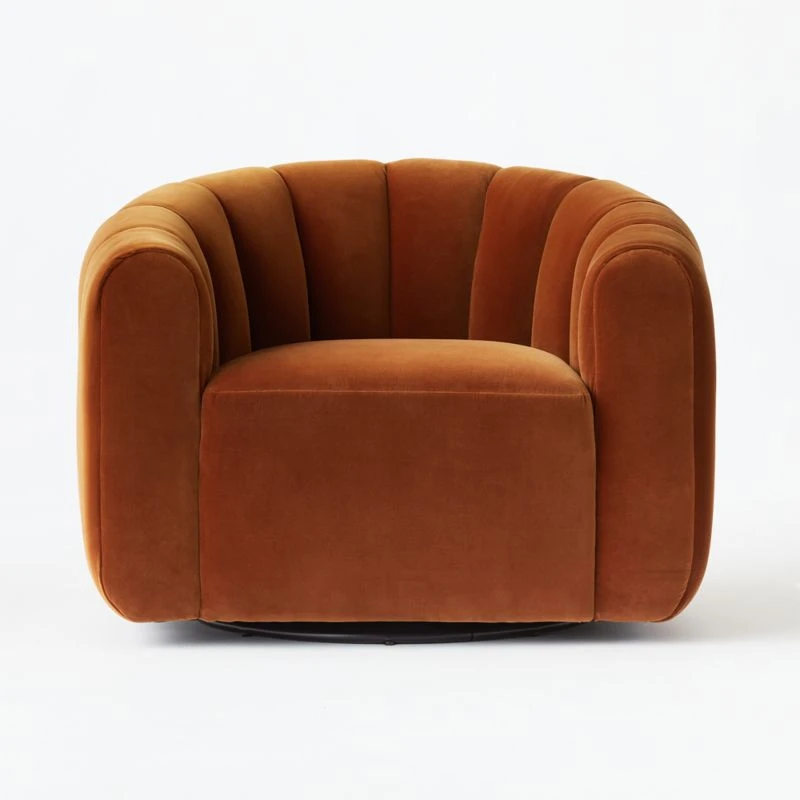 Fitz Channeled Russet Velvet Swivel Chair 4 Fitz Channeled Russet Velvet Swivel Chair - Image 4