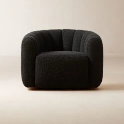 Fitz Channeled Black Boucle Swivel Chair Set Of 2