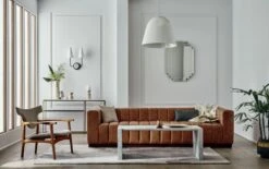 Forte 101" Extra-Large Channeled Saddle Leather Sofa -Cb2 Sales 2024 ForteChanneledSofaPentagridJN20