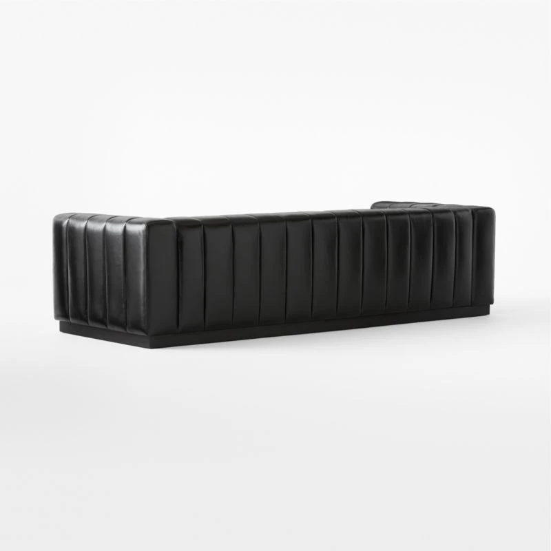 Forte Extra-Large Channeled Black Leather Sofa 101" 5 Forte Extra-Large Channeled Black Leather Sofa 101" - Image 5