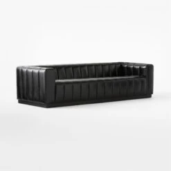 Forte Extra-Large Channeled Black Leather Sofa 101" 8 Forte Extra-Large Channeled Black Leather Sofa 101" -Cb2 Sales 2024 ForteChnnldBkLthrLgSofa3QSSF22