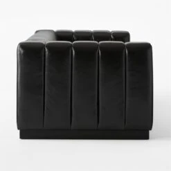 Forte Extra-Large Channeled Black Leather Sofa 101" 9 Forte Extra-Large Channeled Black Leather Sofa 101" -Cb2 Sales 2024 ForteChnnldBkLthrLgSofaSDSSF22