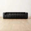 Forte Extra-Large Channeled Black Leather Sofa 101"