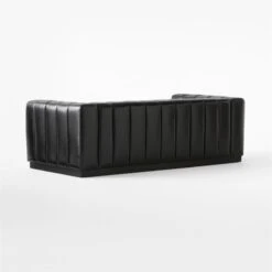 Forte Channeled Black Leather Sofa 81" -Cb2 Sales 2024 ForteChnnldBkLthrSofa3QBSSF22