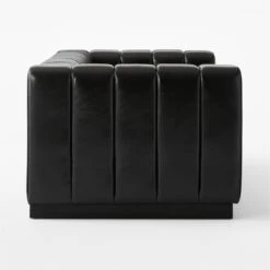 Forte Channeled Black Leather Sofa 81" -Cb2 Sales 2024 ForteChnnldBkLthrSofaSDSSF22