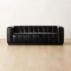 Forte Channeled Black Leather Sofa 81"