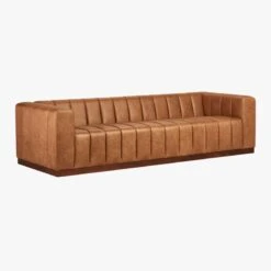 Forte 101" Extra-Large Channeled Saddle Leather Sofa -Cb2 Sales 2024 ForteLthrChnnldSfSaddle3QFS18