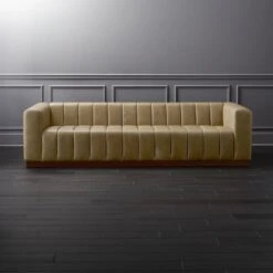 Forte 101" Extra-Large Channeled Saddle Leather Sofa