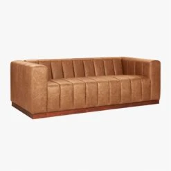 Forte 81" Channeled Saddle Leather Sofa 10 Forte 81" Channeled Saddle Leather Sofa -Cb2 Sales 2024 ForteSddlLthrChnnldSofa3QS19