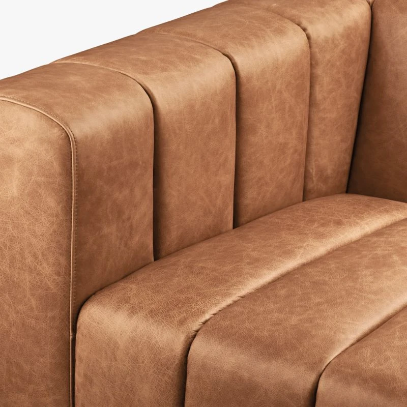 Forte 81" Channeled Saddle Leather Sofa 7 Forte 81" Channeled Saddle Leather Sofa - Image 7