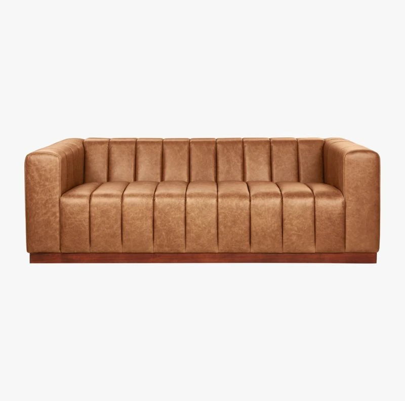Forte 81" Channeled Saddle Leather Sofa 3 Forte 81" Channeled Saddle Leather Sofa - Image 3
