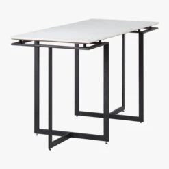 Fullerton Black Metal Desk With White Marble Top -Cb2 Sales 2024 FullertonMdlrDskW2Lgs3QBS18