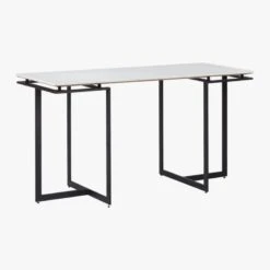Fullerton Black Metal Desk With White Marble Top -Cb2 Sales 2024 FullertonMdlrDskW2Lgs3QFS18