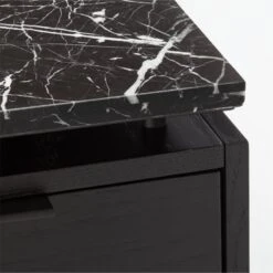 Fullerton 6-Drawer Black Oak Wood Desk With Black Marble Top -Cb2 Sales 2024 FullertonModBkDkW2BkDrwAVF20 1