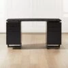 Fullerton 6-Drawer Black Oak Wood Desk With Black Marble Top