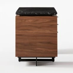 Fullerton 6-Drawer Walnut Wood Desk With Black Marble Top -Cb2 Sales 2024 FullertonModBkDkW2WltDrwSDF20