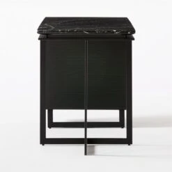 Fullerton 3-Drawer Black Metal And Oak Wood Desk With Black Marble Top -Cb2 Sales 2024 FullertonModBkDkWBkDrNLgSDF20