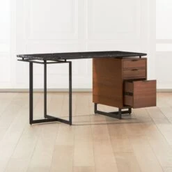Fullerton 3-Drawer Metal And Walnut Wood Desk With Black Marble Top 9 Fullerton 3-Drawer Metal And Walnut Wood Desk With Black Marble Top -Cb2 Sales 2024 FullertonModBkDkWWlDrNLgAV2SHF20 1x1