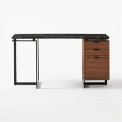 Fullerton 3-Drawer Metal And Walnut Wood Desk With Black Marble Top 10 Fullerton 3-Drawer Metal And Walnut Wood Desk With Black Marble Top -Cb2 Sales 2024 FullertonModBkDkWWlDrNLgSOF20