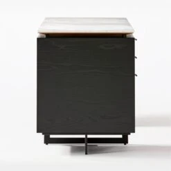 Fullerton 3-Drawer Black Metal And Oak Wood With White Marble Top -Cb2 Sales 2024 FullertonModWtDkW2BkDrwSDF20 1
