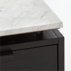 Fullerton 6-Drawer Black Oak Wood Desk With White Marble Top -Cb2 Sales 2024 FullertonModWtDkWBkDrNLgAVF20