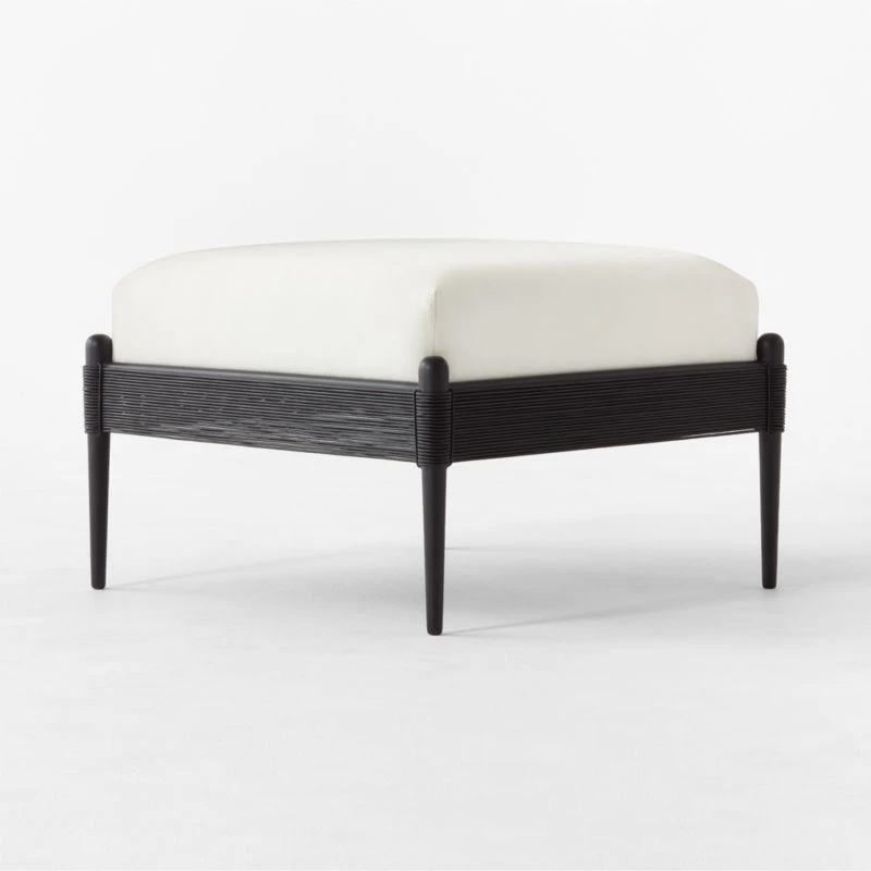 Fynn Small White Velvet Ottoman 3 Fynn Small White Velvet Ottoman - Image 3