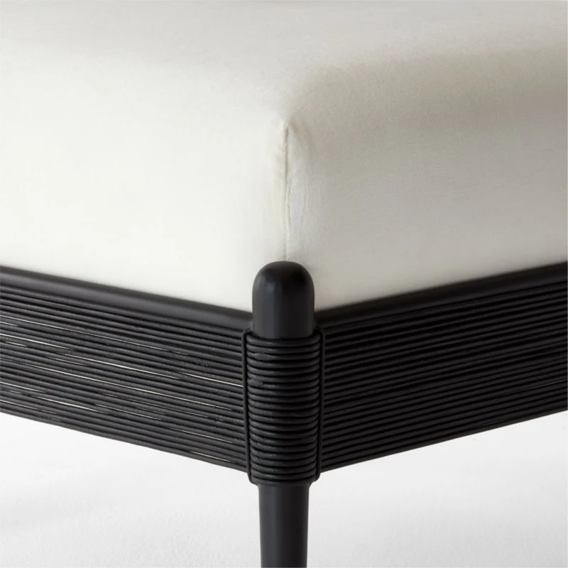Fynn Small White Velvet Ottoman 4 Fynn Small White Velvet Ottoman - Image 4