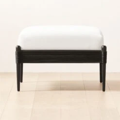 Fynn Small White Velvet Ottoman