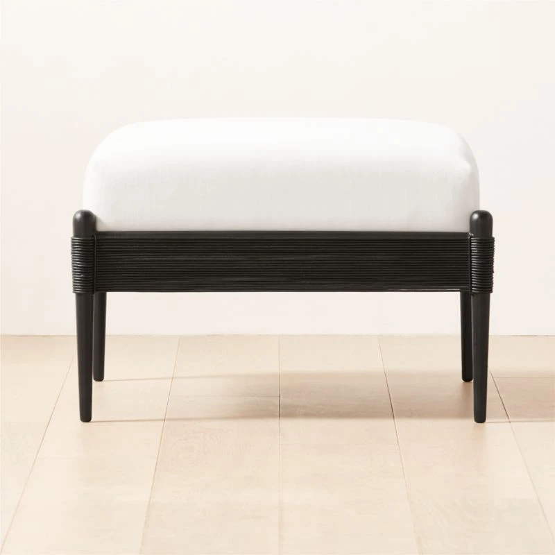 Fynn Small White Velvet Ottoman 1 Fynn Small White Velvet Ottoman