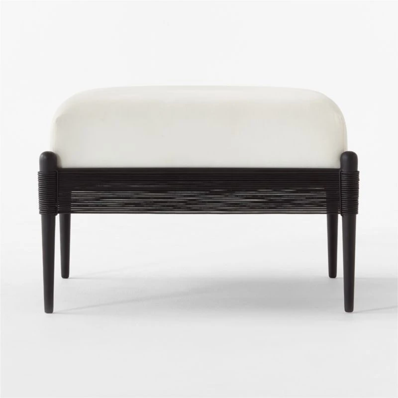 Fynn Small White Velvet Ottoman 2 Fynn Small White Velvet Ottoman - Image 2