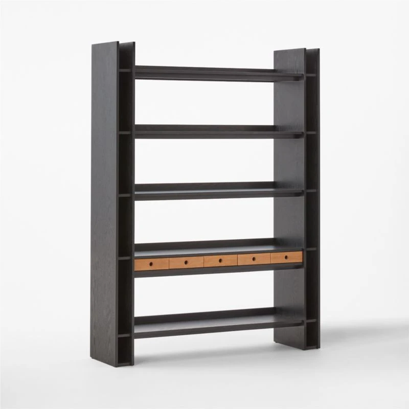 Genova Black Ebonized Oak Bookcase 7 Genova Black Ebonized Oak Bookcase - Image 7