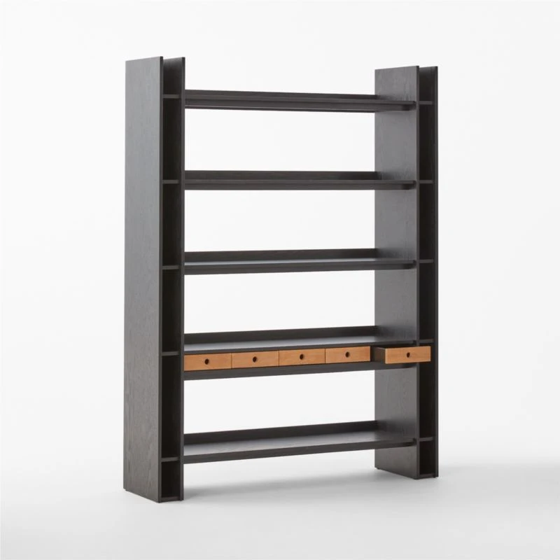 Genova Black Ebonized Oak Bookcase 8 Genova Black Ebonized Oak Bookcase - Image 8