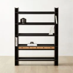 Genova Black Ebonized Oak Bookcase