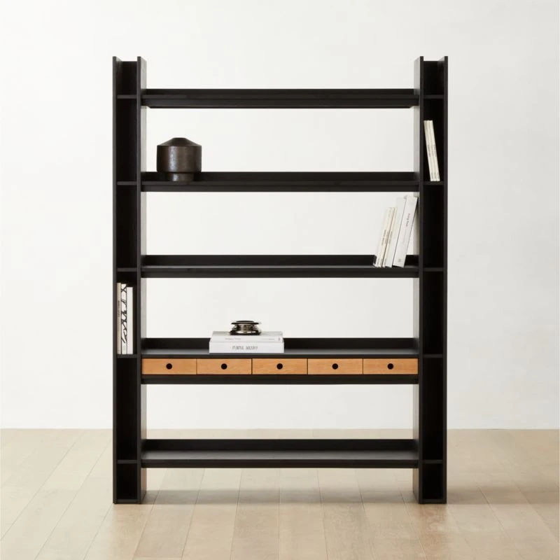 Genova Black Ebonized Oak Bookcase 1 Genova Black Ebonized Oak Bookcase