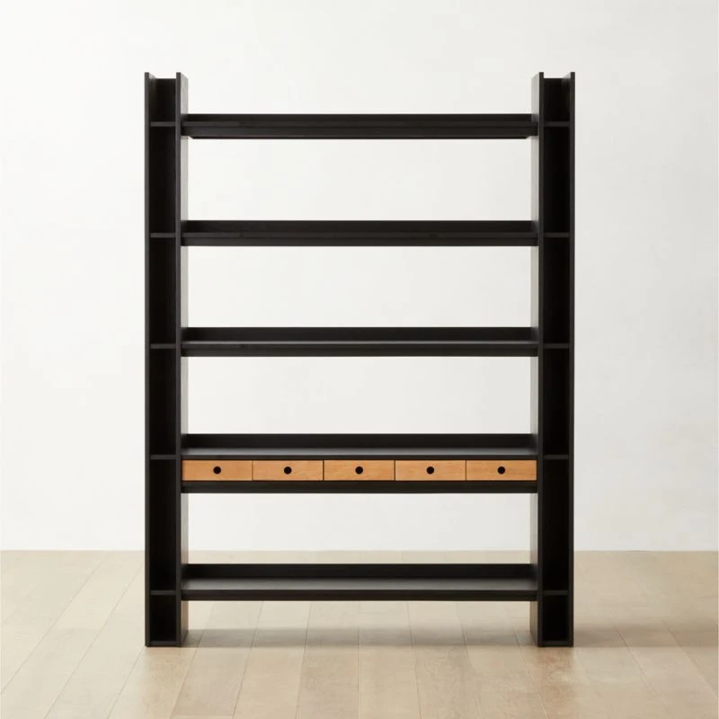 Genova Black Ebonized Oak Bookcase 2 Genova Black Ebonized Oak Bookcase - Image 2